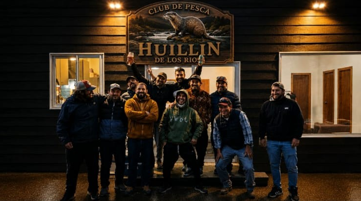 Foto grupal de los socios del Club de Pesca Huillines del Sur
