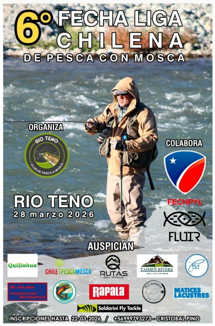 Afiche de la 6ª fecha de la Liga Chilena de Pesca con Mosca, marzo 2026